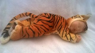 Adorable Vintage Sleeping Tiger Baby Doll - Rare.