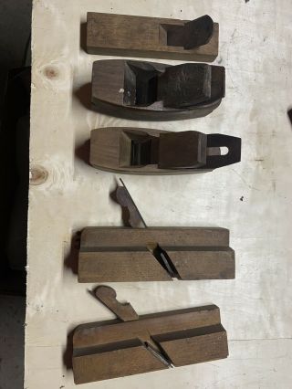 Antique Wood Molding Plane Tools.  Set Of 5 1