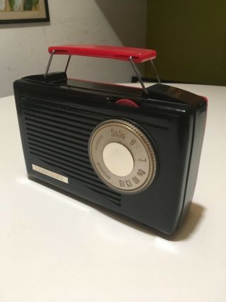 Rare Black And Red Reverse Paint Dial Early Japan Commodore Tube Portable Radio