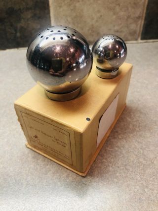 Chase Chrome Art Deco Sphere Russel Wright Salt & Pepper Rare W/box