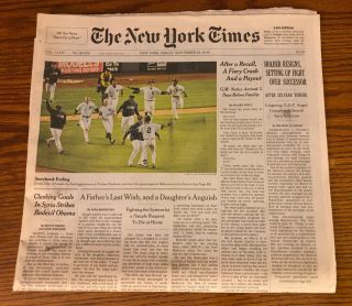 Rare Full The York Times Derek Jeter Last Game Ny Yankees 9/26/2014 Baseball