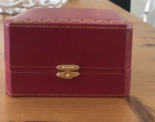 ♚ Cartier Red Wooden Watch Box Case Luxury Vintage Storage Rare Booklet Pillow ♚