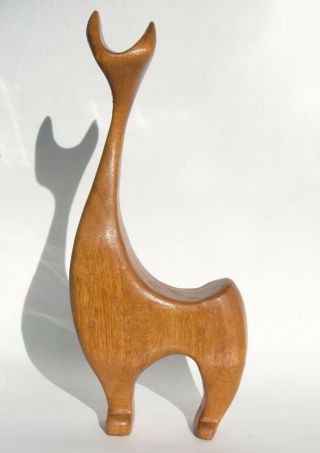 Mid - Century Modern Vintage Hand - Carved Wooden Llama Sculpture Figure