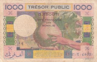 Djibouti French Somali Coast 1000 Francs 1952 P - 28 Af Trésor Public Rare