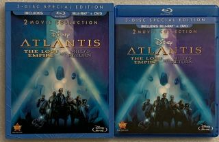 Disney Atlantis The Lost Empire Milos Return Blu Ray Dvd,  Rare Oop Slipcover