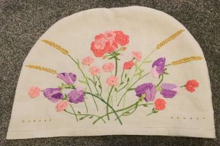 Vintage hand embroidered floral teapot cover 2