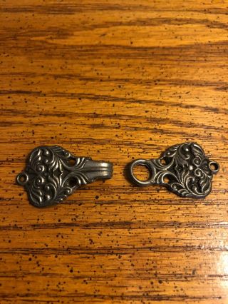 Vintage Victorian Ornate Tinn - Per Pewter Clasp Frog For Sweater Cardigan Rare