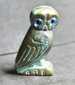 Antique Unusual Unknown Brass / Bronze Owl