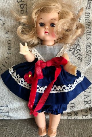 Vintage Vogue Ginny Doll Tagged Blue Dress & Panties