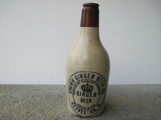 Antique Stoneware Crown Ginger Beer Bottle Cleveland Ohio