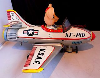 Vintage Rare Tin Battery - Op Topo Gigio Mystery Action Plane Xf - 160,  Tn,  Japan