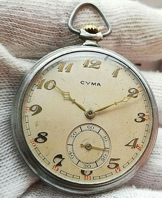 Cyma Rare Old Mechanical Pocket Watch Swiss Made