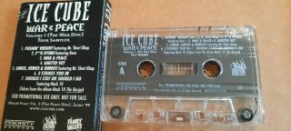 ICE CUBE WAR & PEACE VOLUME 1 PROMO TOUR SAMPLER CASSETTE WAR DISC RARE RAP 2
