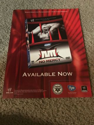 Vintage 2004 Wwe No Mercy Dvd Video Poster Print Ad Brock Lesnar Wwf Rare