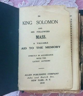 Vintage Antique 1916 King Solomon And His Followers Mass Masonic Student Book