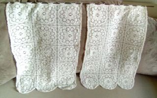 French Vintage Pair If Cotton Lace Curtain Panels