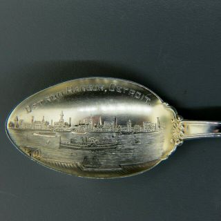 Detroit Harbor Sterling Souvenir Spoon 1890 