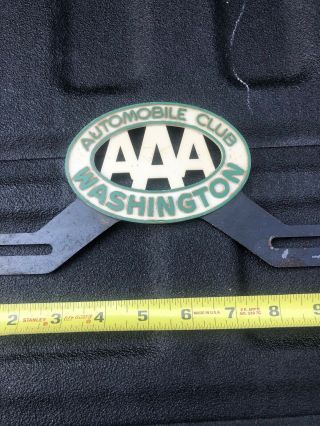 Antique Plastic Aaa Automobile Club Of Washington License Plate Topper