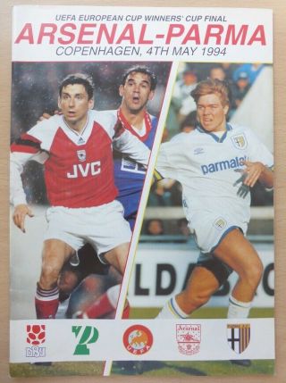 1994 Ecwc Final Official Programme Arsenal V Parma - Rare