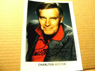 Rare Charlton Heston Signed Autograph 5x7 Photo W/coa - Ten Commandments - Ben Hur
