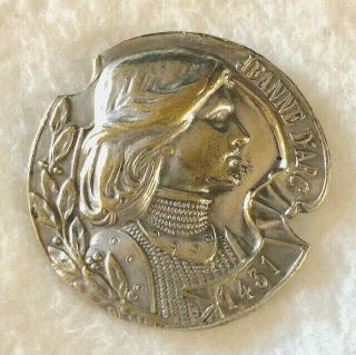 Ex.  Rare Antique French Joan Of Arc Silver Plated Button