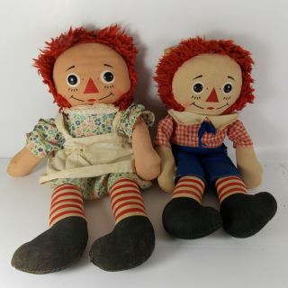 Vintage Knickerbocker Raggedy Ann And Andy Dolls Hang Tags 1971 15 "
