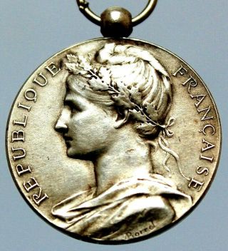 1899 Antique Sterling Silver Art Medal The Symbolic French Marianne By A.  Borell