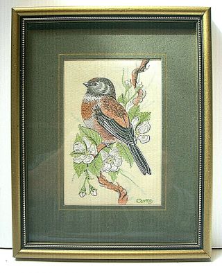 J.  & J.  Cash Woven Silk Picture Of A Linnet,  Framed,  Mounted,  And Glazed