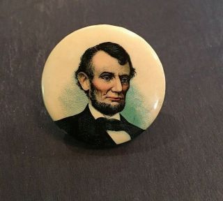 Abraham Lincoln Vintage Antique Celluloid Pin Back Button Ehrman Mtg.  Co.