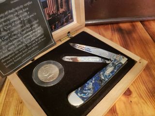 Rare 2002 Case Xx 3254 Ss Abalone ?john F Kennedy Trapper Pocket Knife