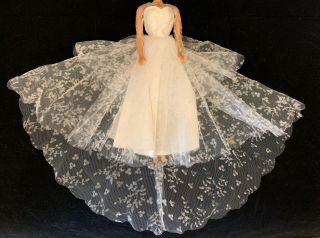 Vintage 1959 - 1962 Barbie Wedding Day 972 White Tulle Gown Dress