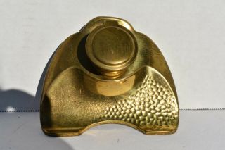 Antique 1920s To 1930s Art Deco Era Brass Austrian Inkwell Marked Ges Gesch