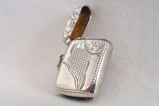 Rare & Beautifully Engraved Solid Silver Miniature Vesta Case