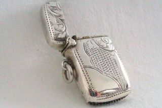 Rare & Beautifully Engraved Solid Silver Miniature Vesta case 2
