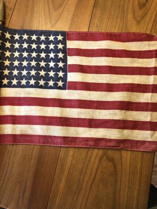 Old Vintage 48 Star Centennial U.  S.  American Parade Flag On Wooden Stick