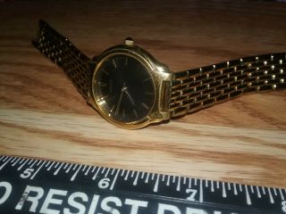 Vintage Seiko Classic Mens Watch Gold With Black Dial V701 - 2b80 Perfect
