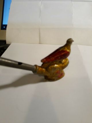 Early 1900 Antique Cast Metal Bird Whistle Toy Depose