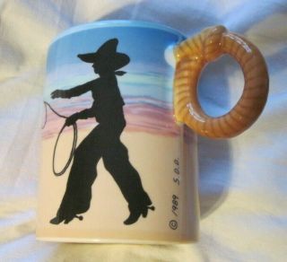 Gift Corral Horse/equine Ceramic Mug Rope Shaped Handle 1989 Rare Euc