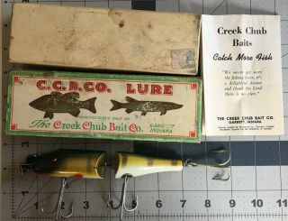 Vintage C.  C.  B.  Co.  Garrett Ind Creek Chub Jointed Pikie Minnow Perch Scale 3001