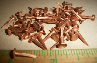 50 - Vintage 5/8” Long Solid Copper Tacks Sharp Point 