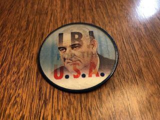 Vintage Poltical Pin 1964 Lyndon Johnson Flasher Pin Button Lbj For Usa Rare