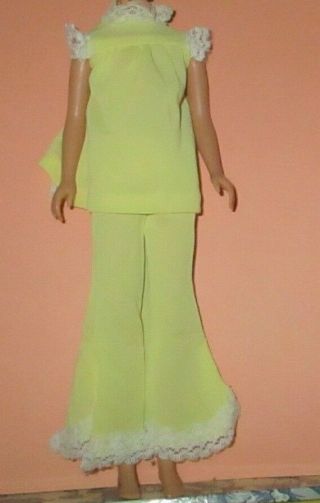 Vintage Barbie Skipper Lemon Fluff 1749 Yellow Pajama Top And Bottoms