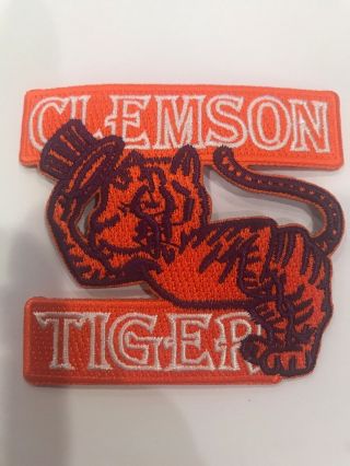 Clemson U - Clemson Tigers Rare Vintage Embroidered Iron On Patch 3” X 2.  75”