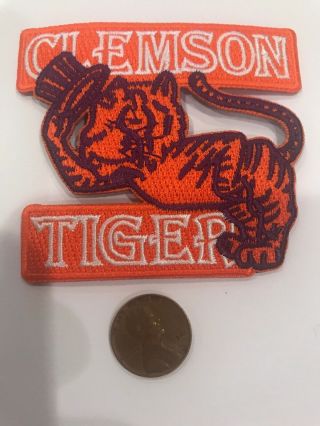 CLEMSON U - Clemson Tigers RARE Vintage Embroidered Iron On Patch 3” X 2.  75” 3