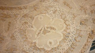 Antique Silk & Lace Camisole,  Collar Hand Made Bobbin Lace Ecru