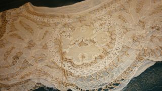 Antique Silk & Lace Camisole,  Collar Hand Made Bobbin Lace Ecru 2