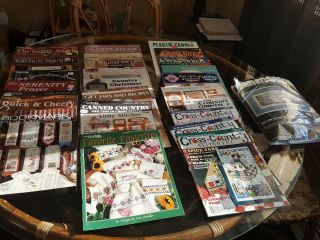 26 Various Vintage Cross Stitch Magazines And 1 Stamped Cross Stitch Kit