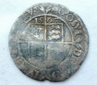 Rare Tudor 1567 Britain - Elizabeth I - Hammered Silver Sixpence Mm Lion No Res