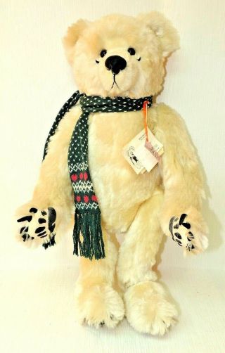 Large Vintage Marilyns World White Teddy Bear With Scarf