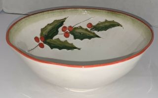 Rare Umbriaverde Ceramiche Christmas Bowl Embossed Holly Berries Made In Italy